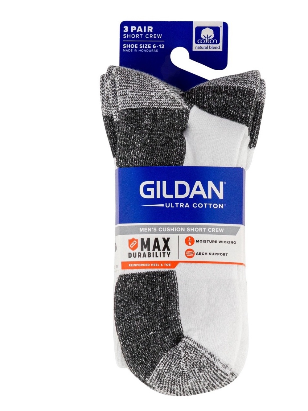 Gildan Ultra Cotton Short Crew Socks Shoe Size 6-12